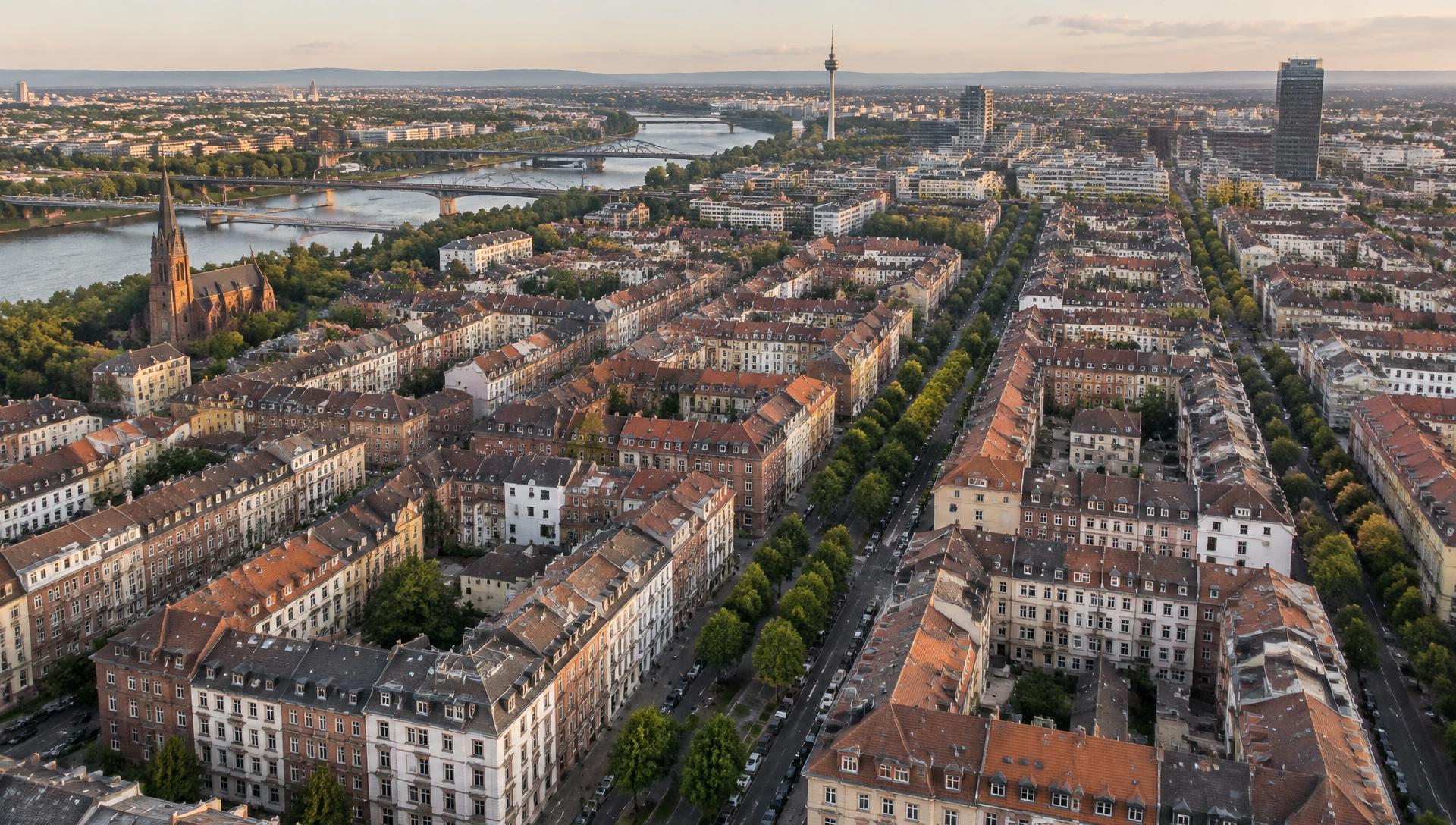 Luftbild von Mannheim — Neckarstadt